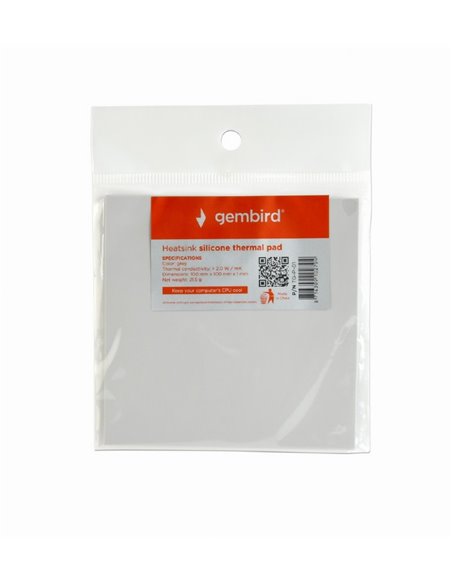 Heatsink Silicone Thermal pad Gembird TG-P-01, 100 x 100 x 1 mm, Operation Temperature: -40 ~ 250° C, Grey