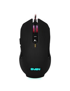 SVEN RX-G955 Gaming, Optical Mouse, 600-4000 dpi, 7+1 buttons (scroll wheel), DPI switching modes, Two navigation buttons (F...