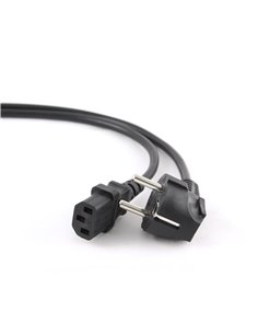 Power cord PC-186-VDE, 1.8 m, Schuko input and right angled C13 output, with VDE approval, Black