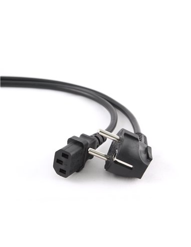Power cord PC-186-VDE, 1.8 m, Schuko input and right angled C13 output, with VDE approval, Black