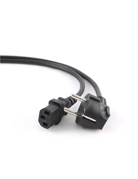 Power cord PC-186-VDE, 1.8 m, Schuko input and right angled C13 output, with VDE approval, Black