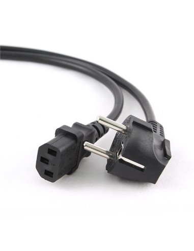 Power cord PC-186-VDE-5M, 5m, Schuko input and right angled C13 output, with VDE approval, Black