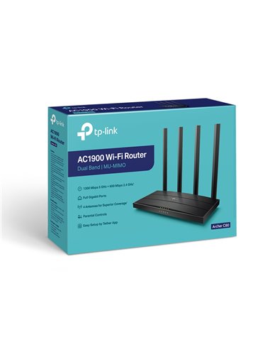 Wireless Router TP-LINK Archer C80 / AC1900 Dual Band / Wi-Fi5 / Gigabit / 1WAN+4LAN / 4 fixed antennas
