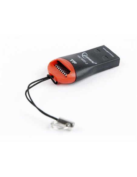 Card Reader Gembird FD2-MSD-3, MicroSDHC, Key ring cord, Black/Orange, USB2.0