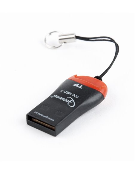 Card Reader Gembird FD2-MSD-3, MicroSDHC, Key ring cord, Black/Orange, USB2.0