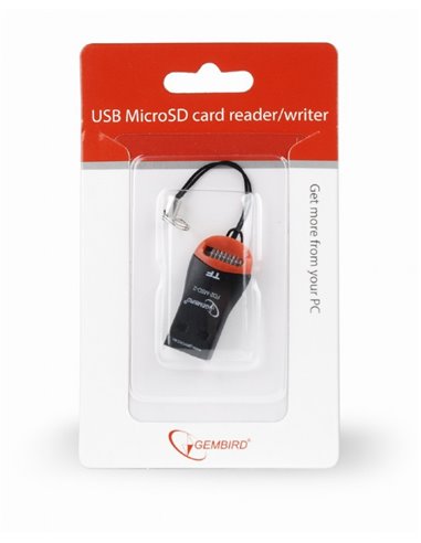 Card Reader Gembird FD2-MSD-3, MicroSDHC, Key ring cord, Black/Orange, USB2.0
