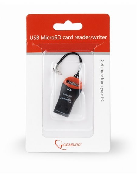 Card Reader Gembird FD2-MSD-3, MicroSDHC, Key ring cord, Black/Orange, USB2.0