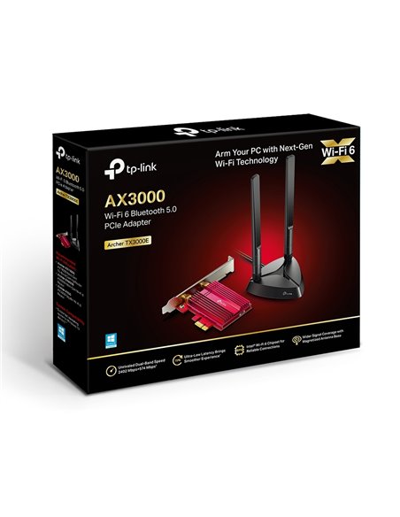 TP-LINK Archer TX3000E AX3000 Wi-Fi 6 + Bluetooth PCI Express Adapter, 2402Mbps on 5GHz + 574Mpbs on 2.4GHz, 802.11ax/ac/n/g...