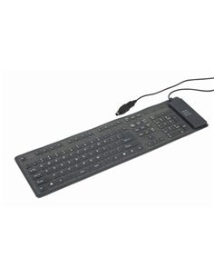 Gembird KB-109F-B, Flexible keyboard, USB, OTG adapter, black color, US layout 2