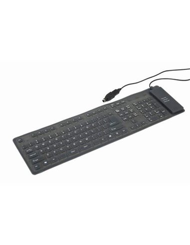 Gembird KB-109F-B, Flexible keyboard, USB, OTG adapter, black color, US layout