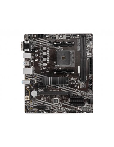MSI A520M PRO, Socket AM4, AMD A520, Dual 2xDDR4-4600, APU AMD graphics, VGA, HDMI, DP, 1xPCIe X16, 4xSATA3, RAID, 1xM.2 Slot...