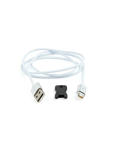 Cable 8-pin 1m - CC-USB2-AMLMM-1M, Magnetic USB 2.0 to 8-pin male connector cable, silver, 1 m