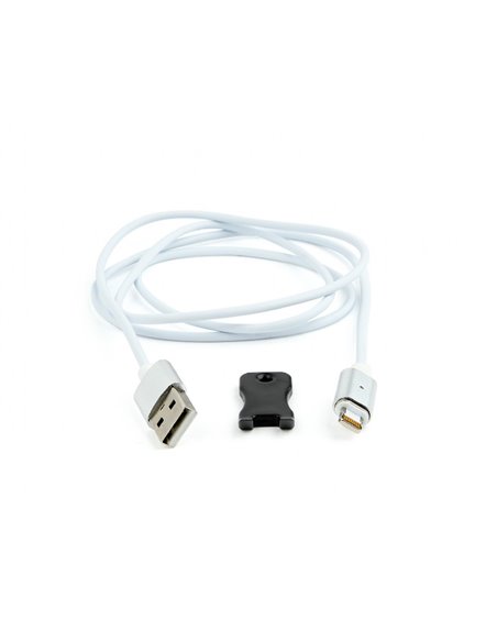 Cable 8-pin 1m - CC-USB2-AMLMM-1M, Magnetic USB 2.0 to 8-pin male connector cable, silver, 1 m
