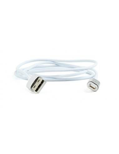 Cable 8-pin 1m - CC-USB2-AMLMM-1M, Magnetic USB 2.0 to 8-pin male connector cable, silver, 1 m