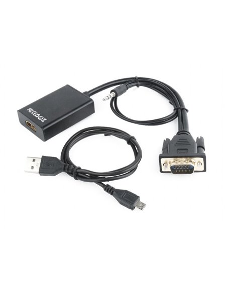 Адаптер Gembird A-VGA-HDMI-01, VGA to HDMI / 0.15m / black Адаптер Gembird A-VGA-HDMI-01, VGA to HDMI / 0.15m / black