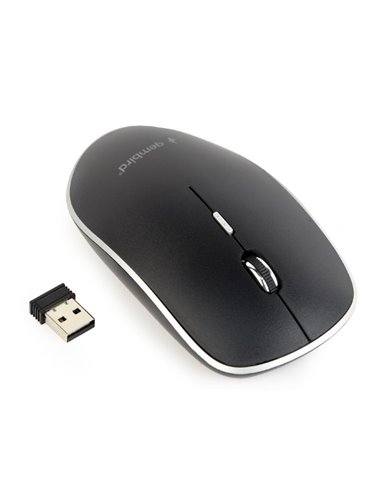Gembird MUSW-4BSC-01, Silent Wireless Optical mouse, 2.4GHz, 4-button, 800 - 1600dpi, Type-C receiver, Black