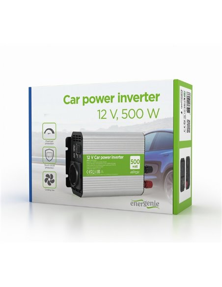EnerGenie EG-PWC500-01, 12 V Car power inverter, 500 W, with USB port / 5V-1A, Input: 10-16 VDC (accumulator directly) - Outp... EnerGenie EG-PWC500-01, 12 V Car power inverter, 500 W, with USB port / 5V-1A, Input: 10-16 VDC (accumulator directly) - Outp...