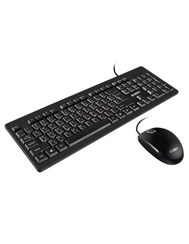 SVEN KB-S320C, Keyboard 104 keys + Mouse (Optical 800 dpi, 3+1 (scroll wheel)), Waterproof design, 1.5m, USB, Black, Rus/Ukr/Eng