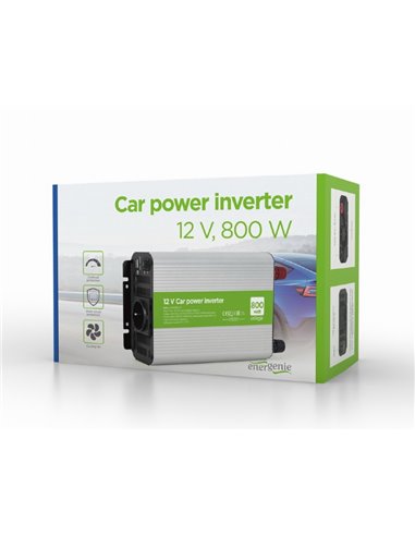 EnerGenie EG-PWC800-01, 12 V Car power inverter, 800 W, with USB port / 5V-1A, Input: 10-16 VDC (accumulator directly) - Outp...
