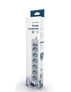 Gembird Surge Protector SPG6-B-6C, 6 Sockets, 1.8m, up to 250V AC, 16 A, safety class IP20, Grey 2