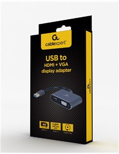 Адаптер Gembird A-USB3-HDMIVGA-01, USB to HDMI + VGA 2