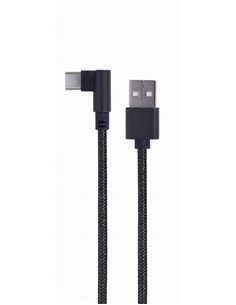 Cable USB2.0/Type-C - Cablexpert CC-USB2-AMCML-0.2M, 90° angled USB Type-C charging and data cable 0.2 m, black