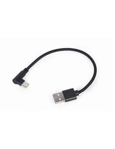 Cable USB2.0/Type-C - Cablexpert CC-USB2-AMCML-0.2M, 90° angled USB Type-C charging and data cable 0.2 m, black