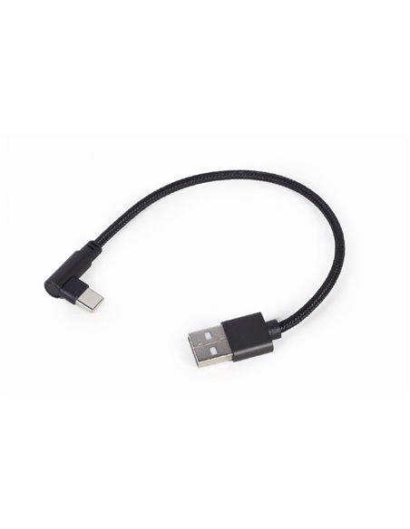 Cable USB2.0/Type-C - Cablexpert CC-USB2-AMCML-0.2M, 90° angled USB Type-C charging and data cable 0.2 m, black