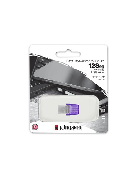 Flash Drive USB-C/A Kingston DataTraveler microDuo 3C / 128GB/ 200 MByte/s