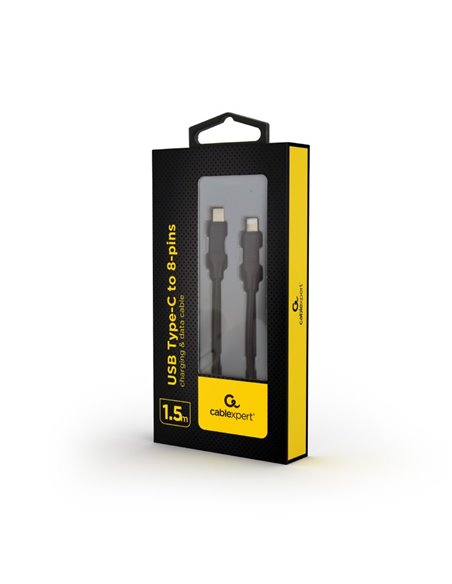 Cable Type-C to 8-pin (Lightning) - 1.5 m - Cablexpert CC-USB2-CM8PM-1.5M, Connectors: USB type-C (male), 8-pin (male) Black