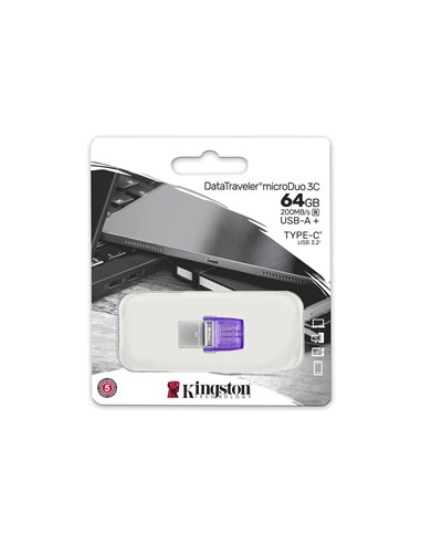 Флеш-накопитель USB-C/A Kingston DataTraveler microDuo 3C G3/ 64ГБ/ 200 MB/s