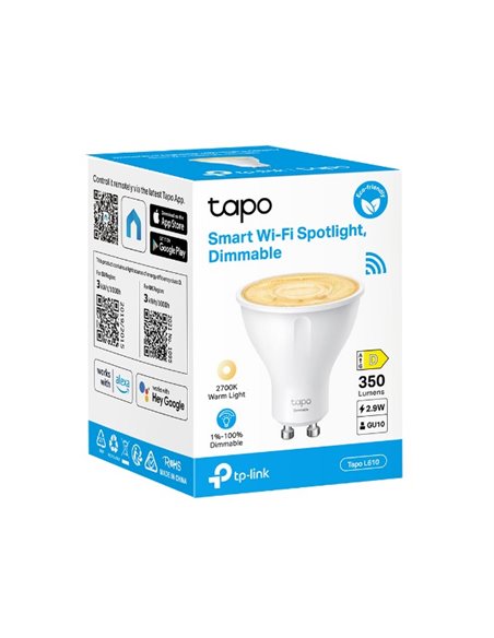 Умная беспроводная лампочка TP-LINK Tapo L610 / GU10 / 2700 K Умная беспроводная лампочка TP-LINK Tapo L610 / GU10 / 2700 K