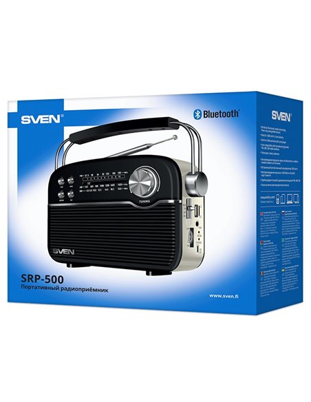 Колонка Портативная SVEN SRP-500, Black / 3W / Bluetooth / FM/AM/SW Radio / USB / microSD