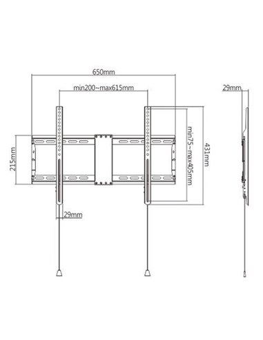 TV-Wall Mount for 37-80”- Gembird ”WM-80F-01”, Fixed, max. 70 kg, Distance TV to Wall: 29 mm, max. VESA 600 x 400, Black