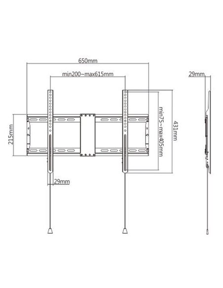 TV-Wall Mount for 37-80”- Gembird ”WM-80F-01”, Fixed, max. 70 kg, Distance TV to Wall: 29 mm, max. VESA 600 x 400, Black