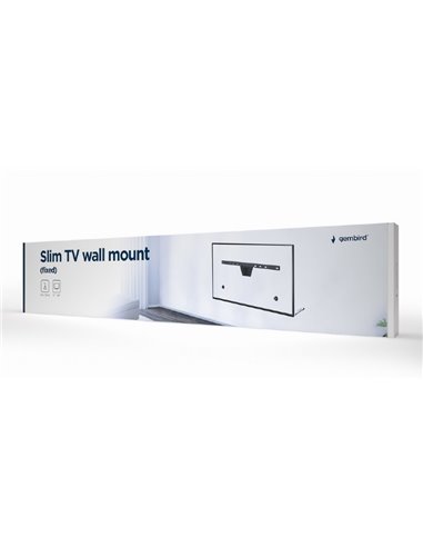 Slim TV-Wall Mount for 37-80”- Gembird ”WM-S80F-01”, Fixed, max. 50 kg, Distance TV to Wall: 17 mm, max. VESA 600 x 400, Black