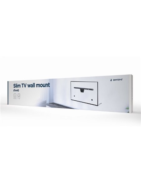 Slim TV-Wall Mount for 37-80”- Gembird ”WM-S80F-01”, Fixed, max. 50 kg, Distance TV to Wall: 17 mm, max. VESA 600 x 400, Black