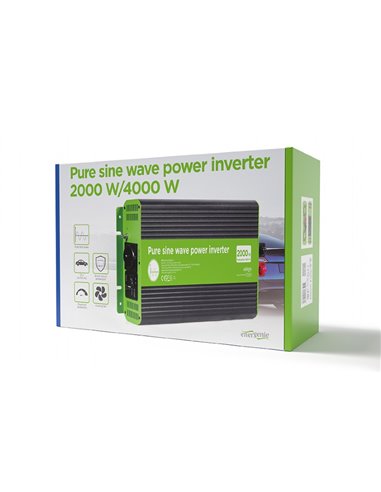 EnerGenie EG-PWC-PS2000-01, 12 V Pure sine wave car DC-AC power inverter, 2000 W, with USB port / 5V-2.1A, Input: 10-16 VDC (...