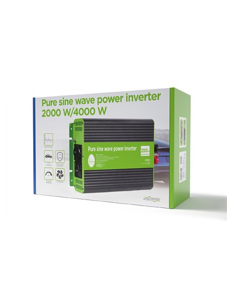 EnerGenie EG-PWC-PS2000-01, 12 V Pure sine wave car DC-AC power inverter, 2000 W, with USB port / 5V-2.1A, Input: 10-16 VDC (...