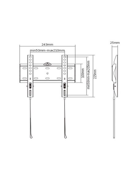 TV-Wall Mount for 23-42”- Gembird ”WM-42F-01”, Fixed, max. 30 kg, Distance TV to Wall: 24 mm, max. VESA 200 x 200, Black