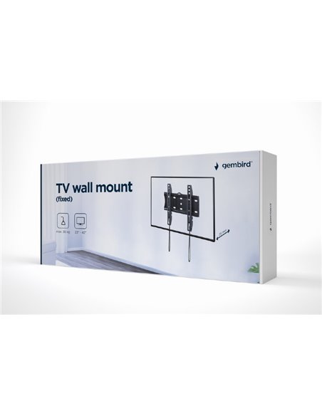 TV-Wall Mount for 23-42”- Gembird ”WM-42F-01”, Fixed, max. 30 kg, Distance TV to Wall: 24 mm, max. VESA 200 x 200, Black