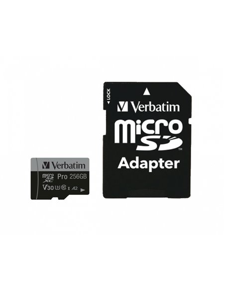 Card de memorie microSD 256GB Verbatim Pro U3, 90MB/s, + SD Adapter