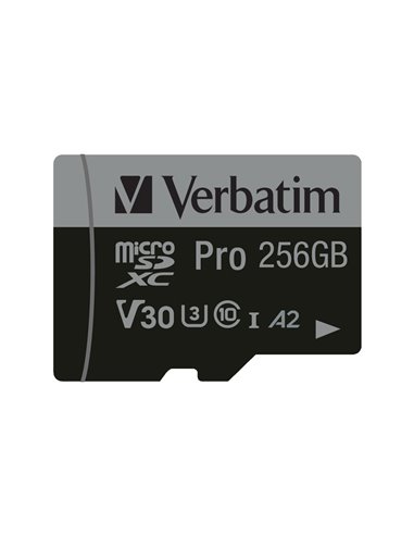 Карта памяти microSD 256GB Verbatim Pro U3, 90MB/s, + SD Adapter