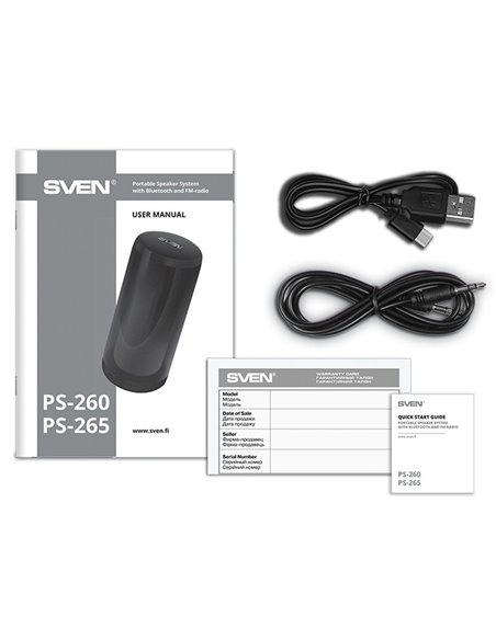 Bluetooth Портативные колонки SVEN PS-260 / 10W RMS / TWS / RGB 12 lighting modes with Night Light / FM tuner / USB & microSD...