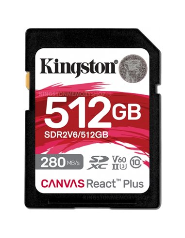 Card de memorieSD 512GB V60 Kingston Canvas React Plus, 280MB/s, UHS-II