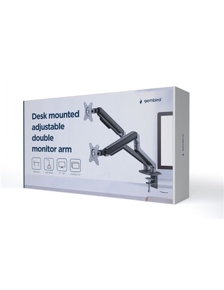 Suport pentru monitor dublu reglabil cu montare pe masa 17”-32”, Gembird MA-DA2-05