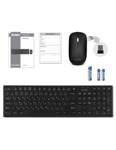 Tastatura cu mouse Wireless SVEN KB-C2550W, Black