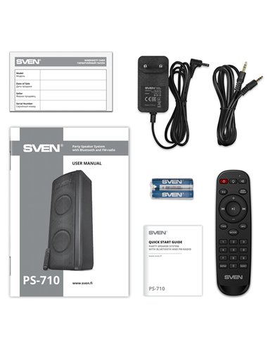 Boxa portabila SVEN PS-710 Black / 100W / Bluetooth / NFC / FM tuner / USB / microSD