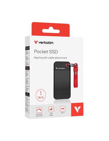 M.2 SSD Extern Verbatim Pocket / 1TB / USB 3.2 Gen 2 / Black/Red