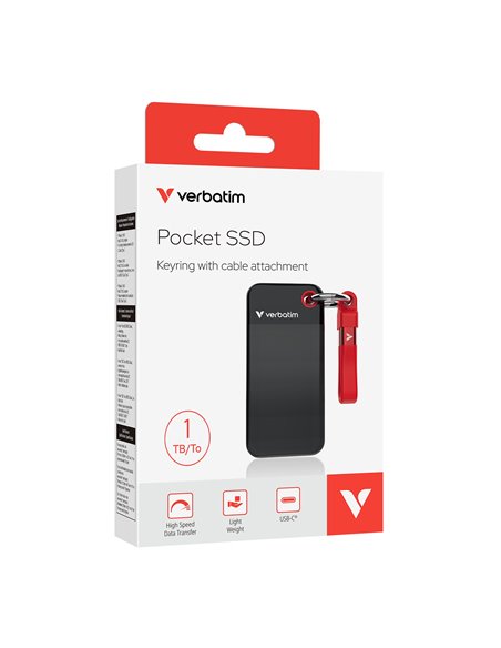 M.2 SSD Extern Verbatim Pocket / 1TB / USB 3.2 Gen 2 / Black/Red